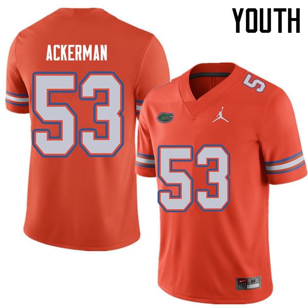 Youth NCAA Florida Gators Brendan Ackerman #53 Stitched Authentic Jordan Brand Orange College Football Jersey KPS1165VN